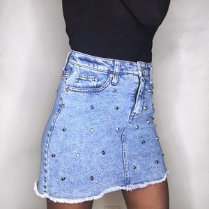 Wild Fable, Y2k, Rhinestone - Studded,, Jean Mini-Skirt